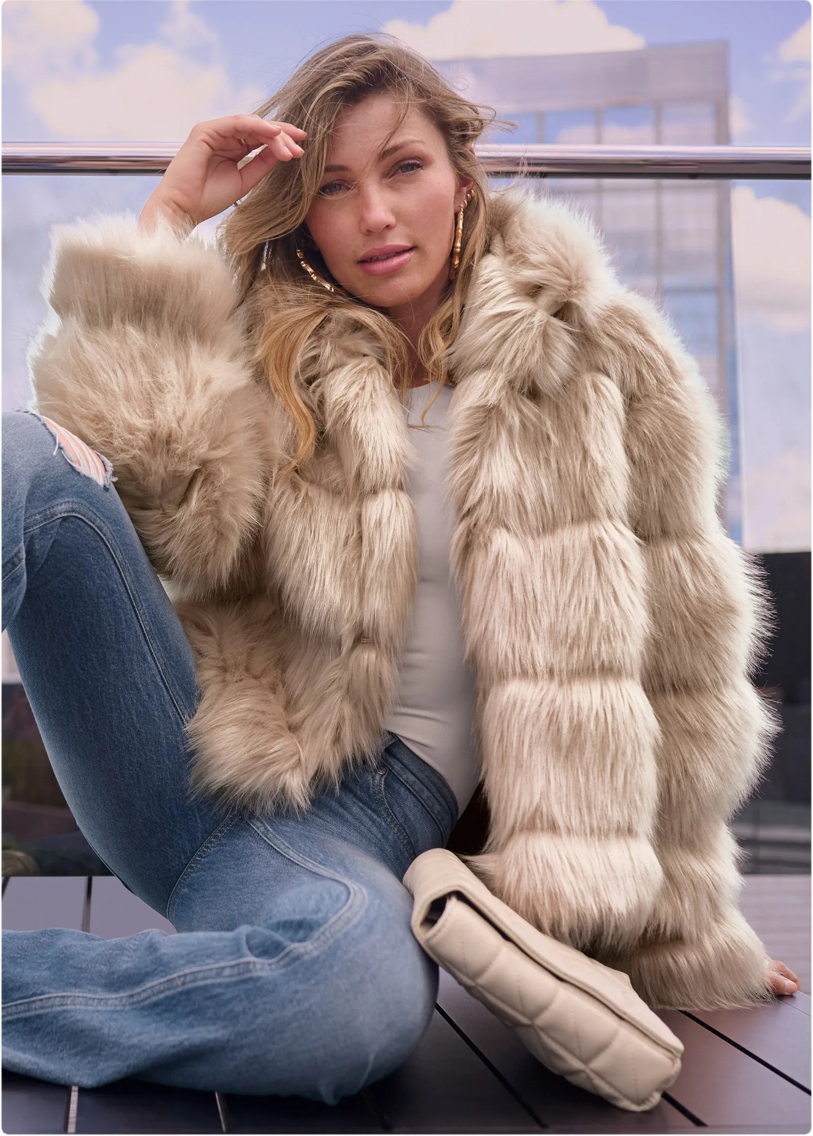 Luxe Tiered Faux Fur Coat - Light Brown