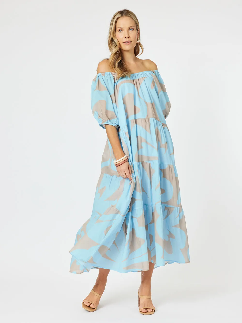 Malaba Off The Shoulder Dress - Blue