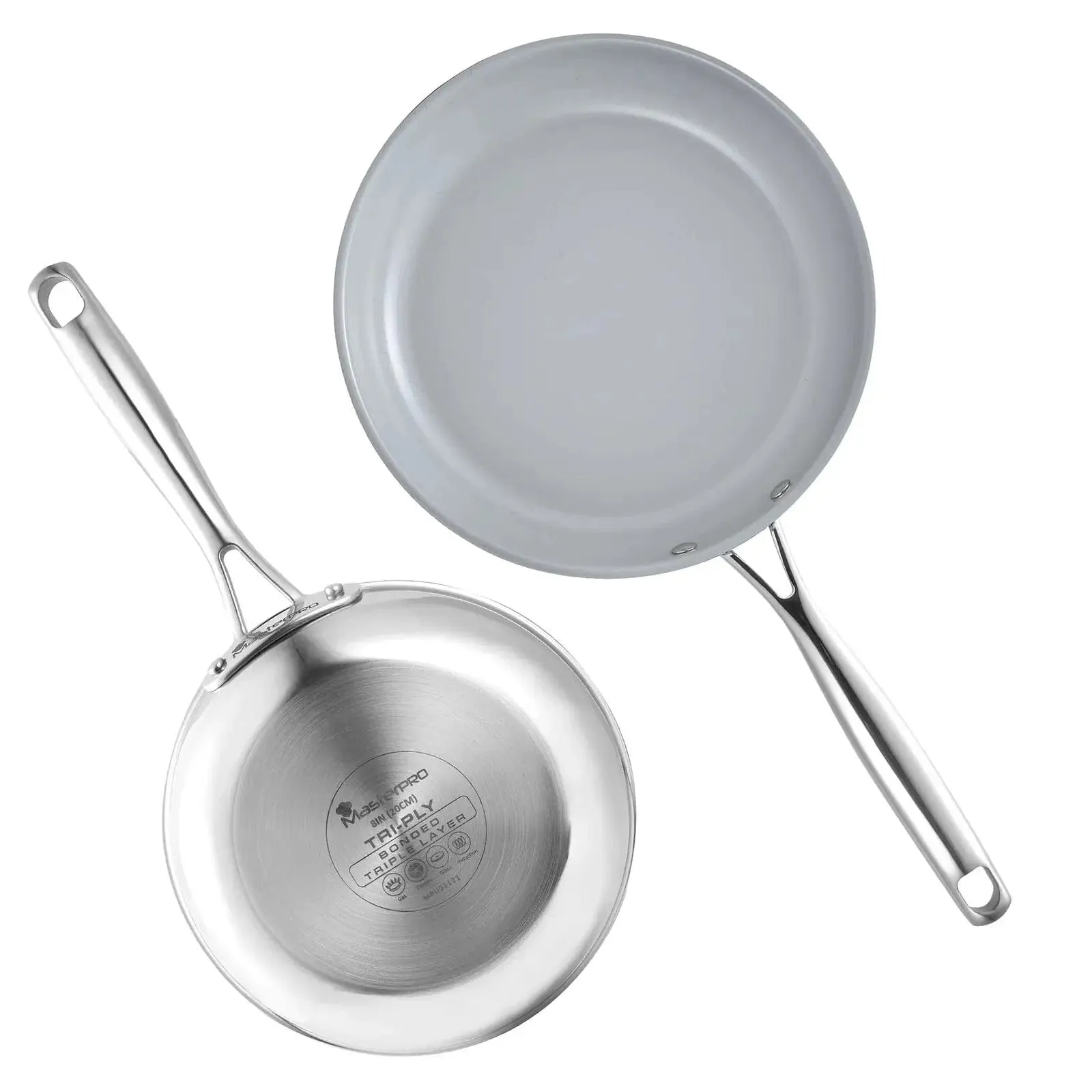 MasterPro Set of 2 Frying Pans Ceramic Coated Non-Stick 20cm/26cm