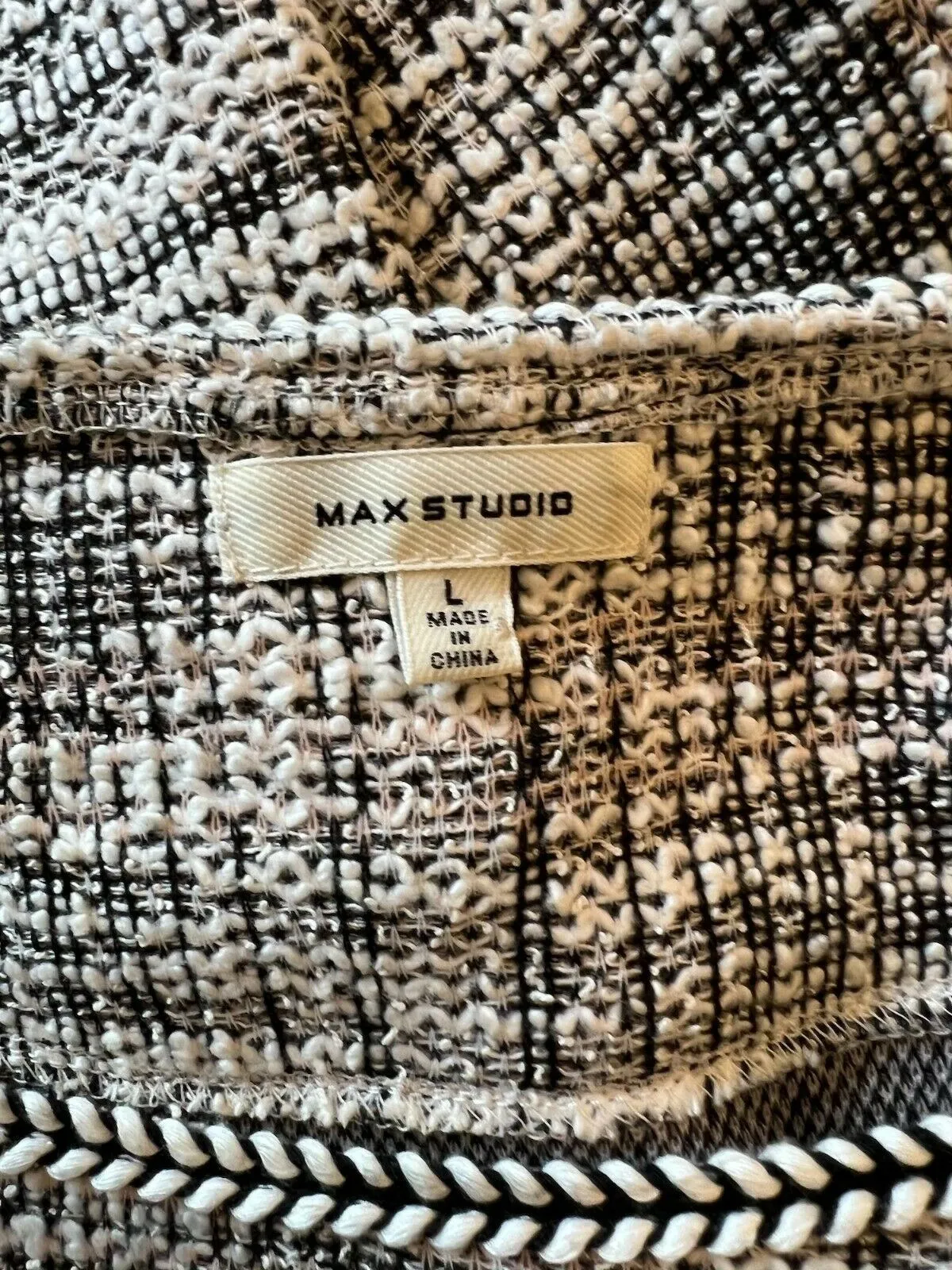 Max Studio Black & White Tweed Skater Dress Sz L UK 14 US 10 EU 42