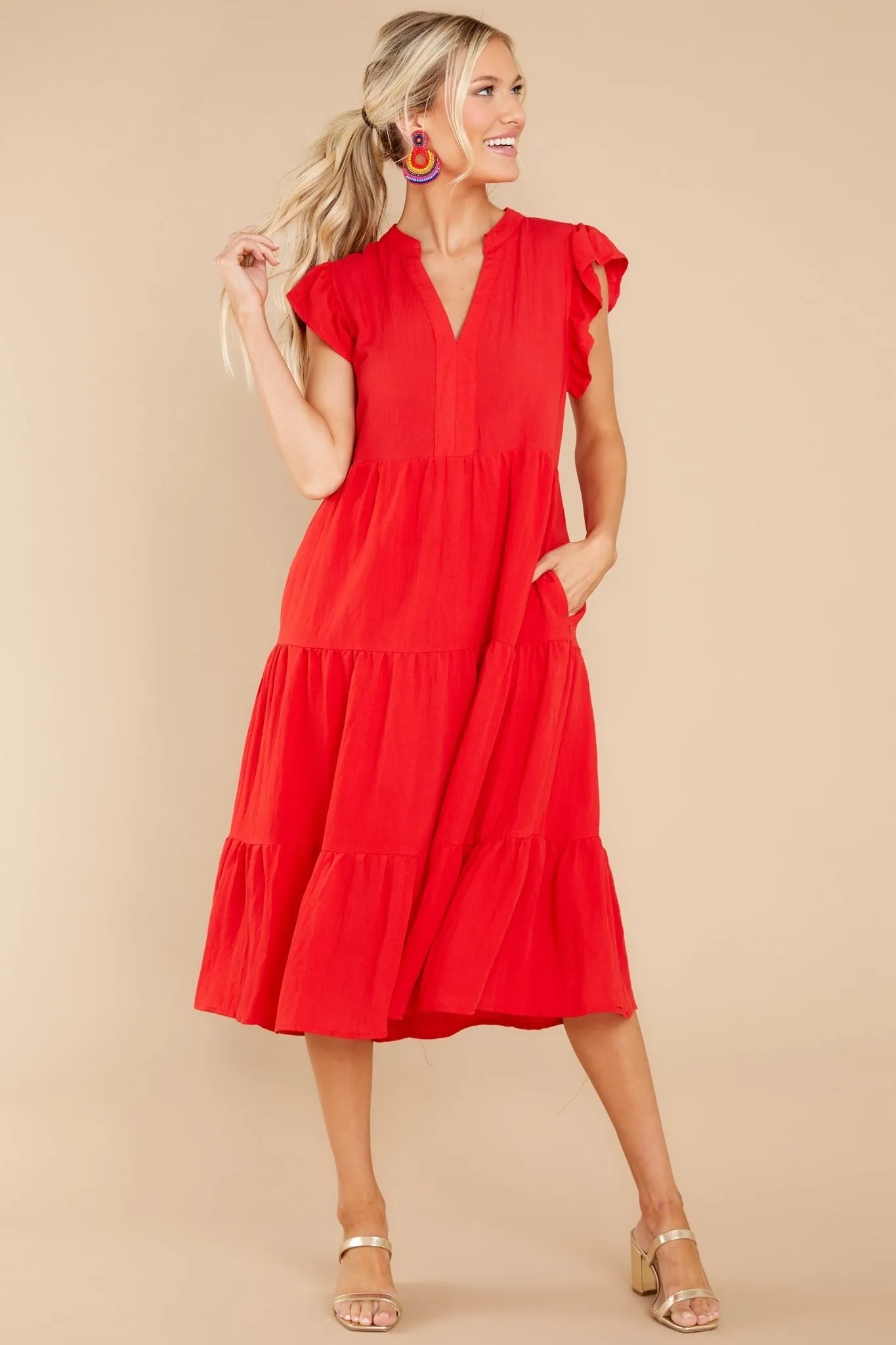 Meaningful Ways Red Midi Dress