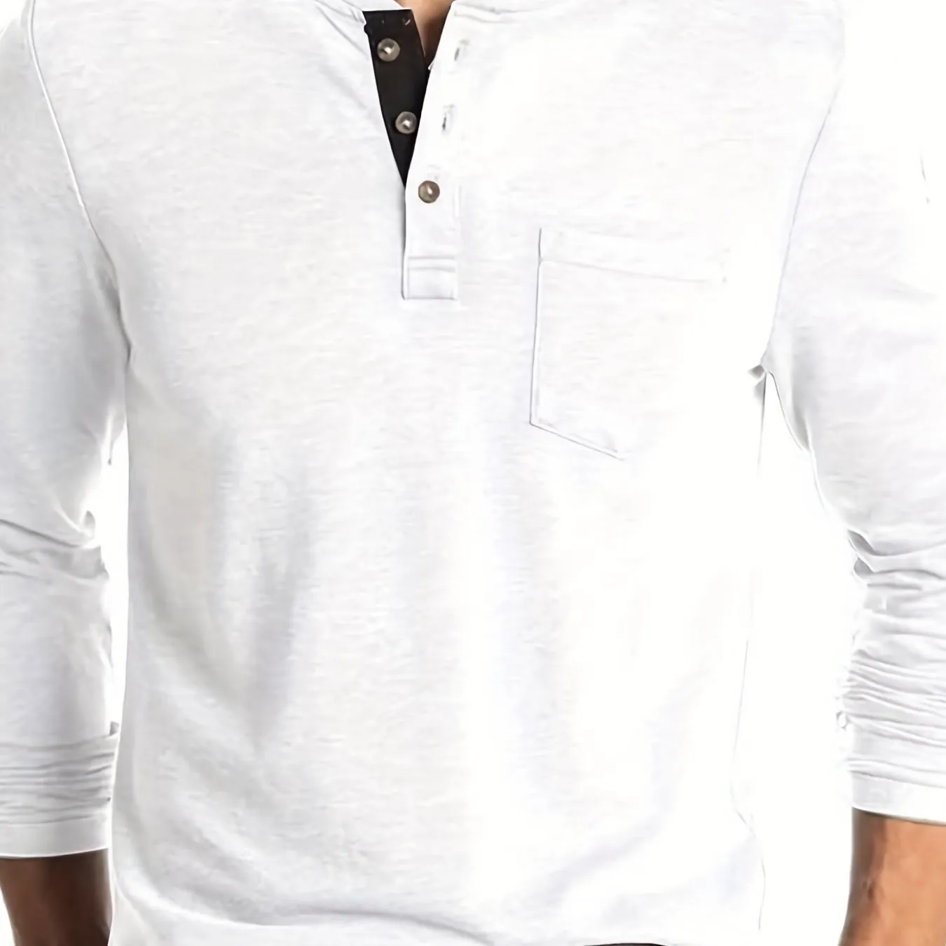 Men's Solid Color Henley T-shirt, Long Sleeve Comfy Casual Top For Autumn