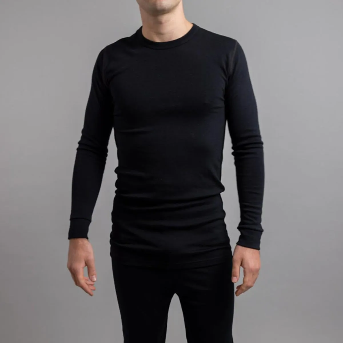 Merino Skins Unisex Long Sleeve Crew Neck - Black