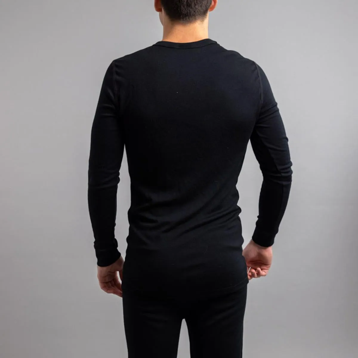 Merino Skins Unisex Long Sleeve Crew Neck - Black