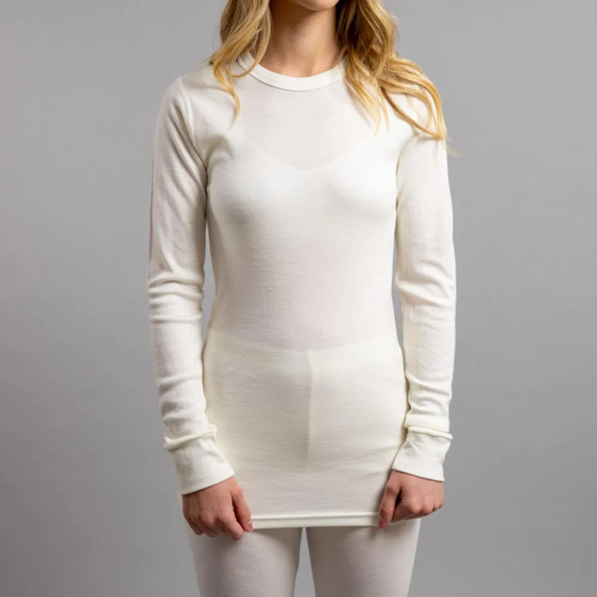 Merino Skins Unisex Long Sleeve Crew Neck - White