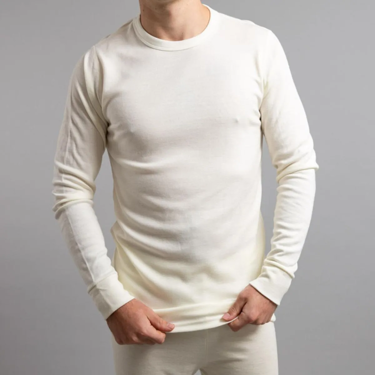 Merino Skins Unisex Long Sleeve Crew Neck - White