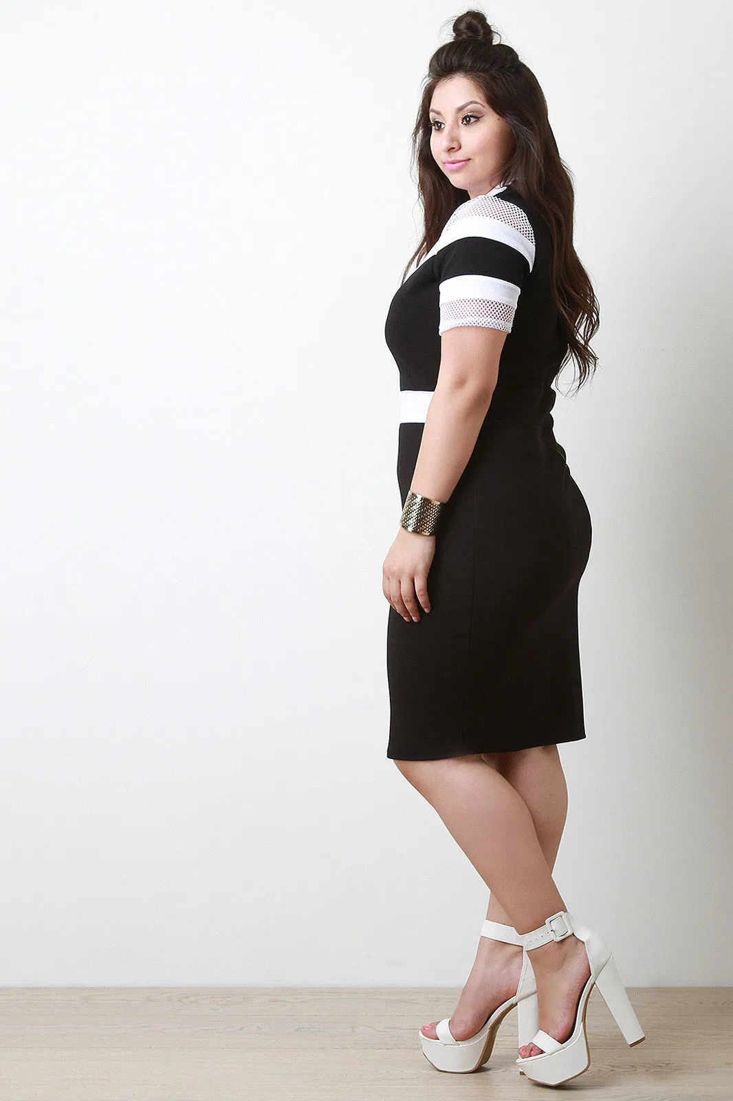 Mesh Color Block Contrast Dress