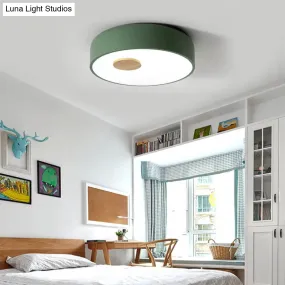 Metal Flush Ceiling Light with Acrylic Diffuser - Nordic Gray/Yellow/Green, Ceiling Flush Mount for Living Room in Warm/White