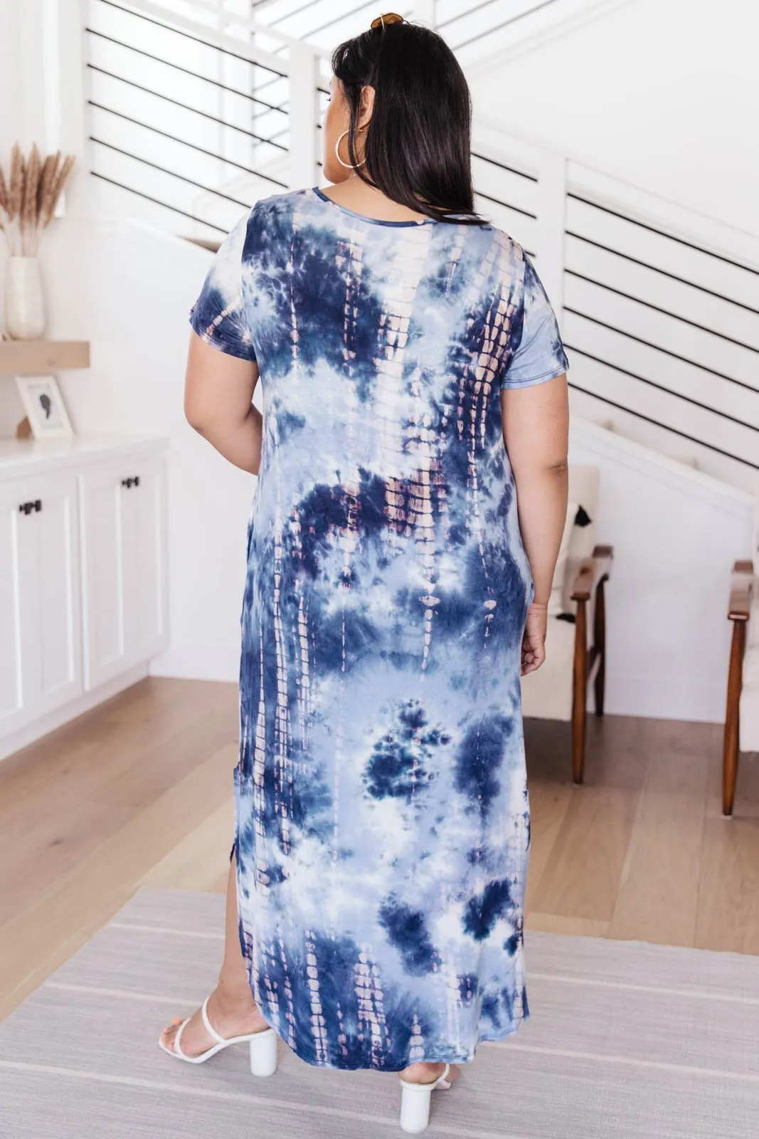 Miami Beach Tie Dye Maxi Dress In Navy