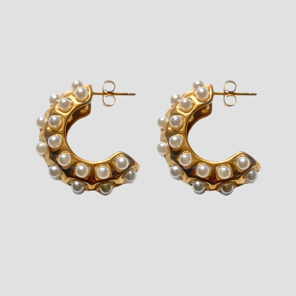 Mimi Bold Midi Pearl 18k Gold Earrings