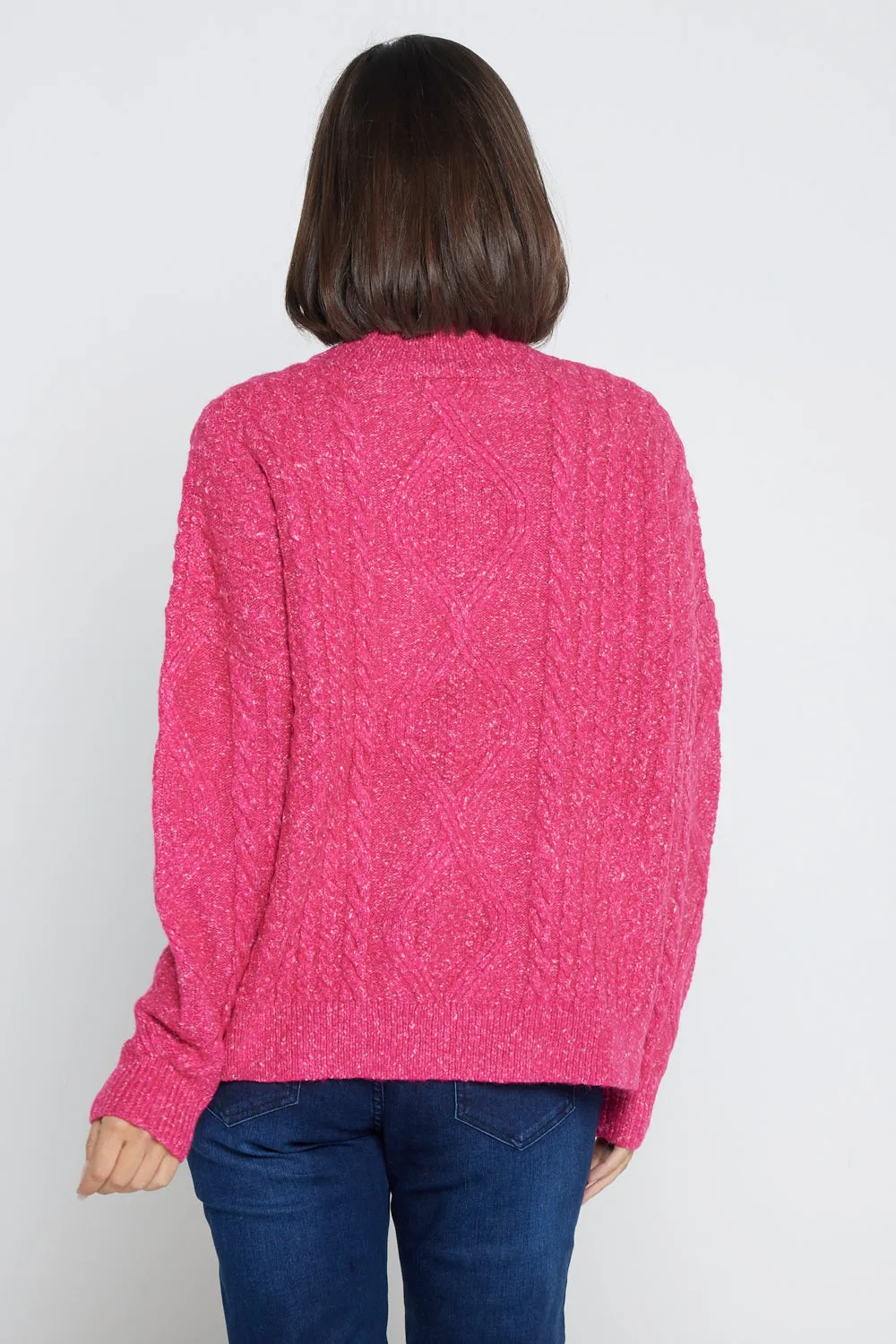 Miranda Cable Knit Jumper - Hot Pink