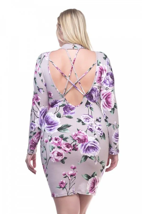 Mock Neck Floral Dress