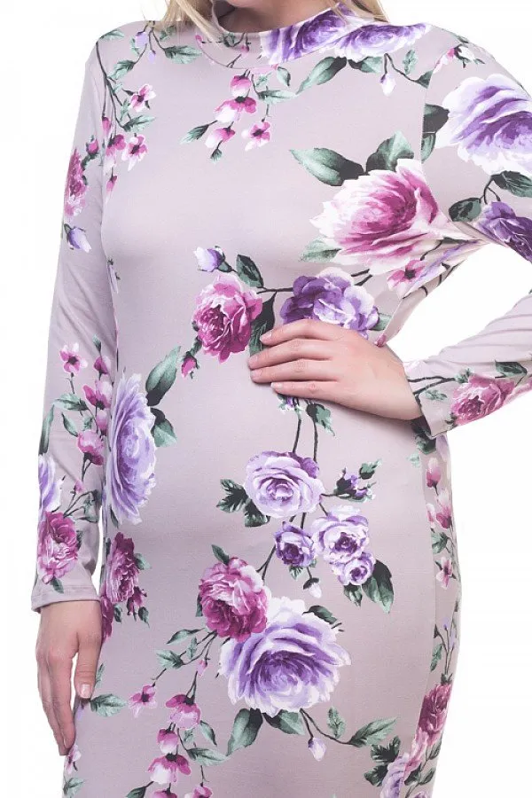 Mock Neck Floral Dress