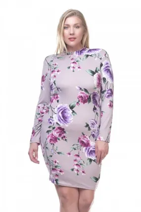 Mock Neck Floral Dress