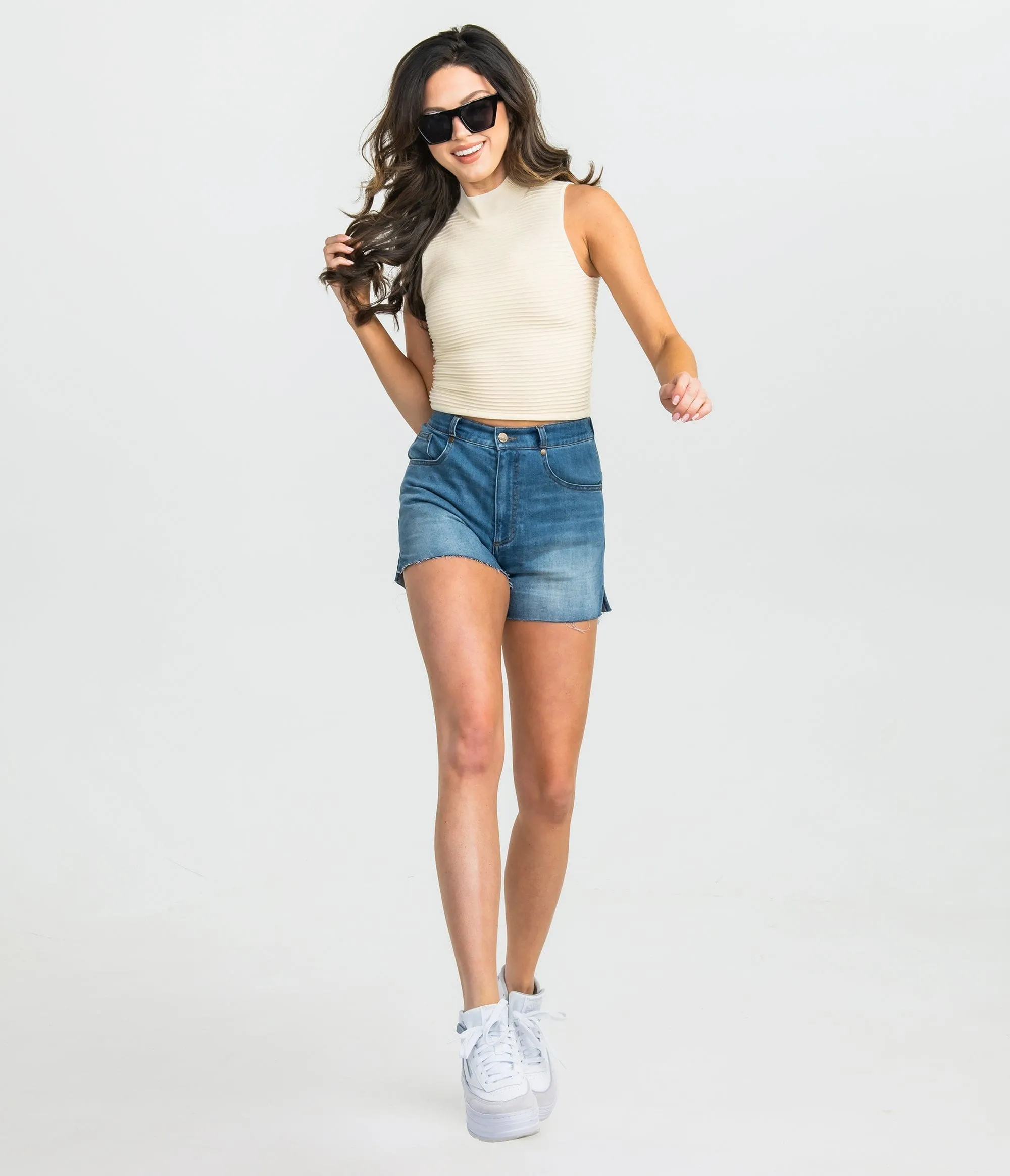 Mock Neck Tank - Bright White