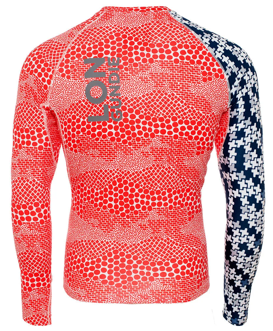 M's Crew Neck Rash Guard - Dune Red Indie Navy