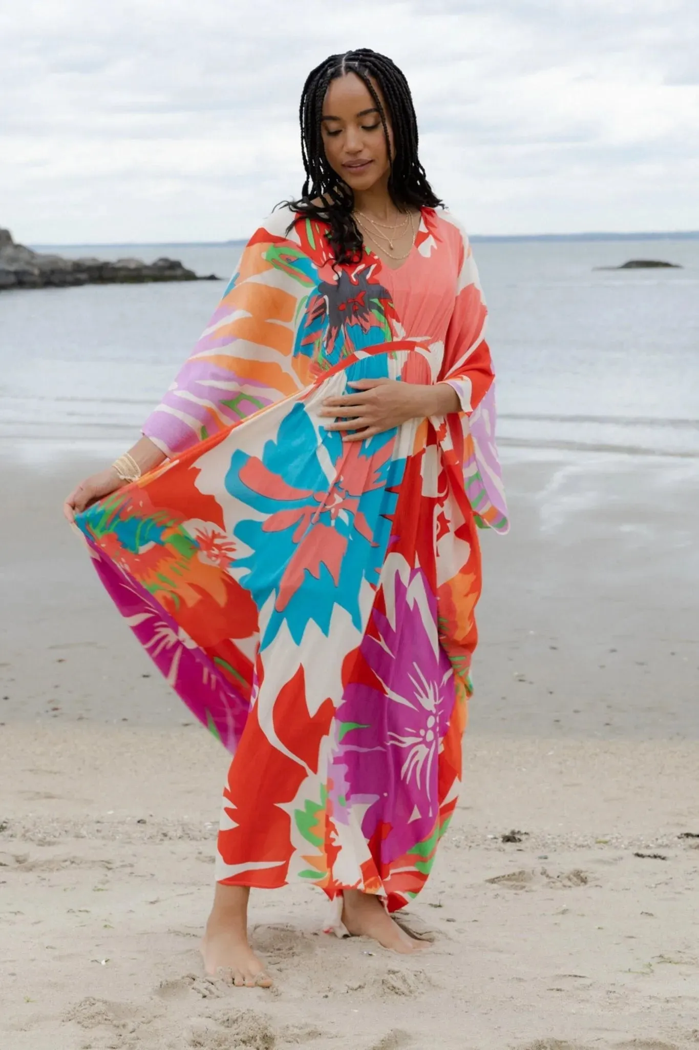 Multicolor Floral Kaftan Maxi