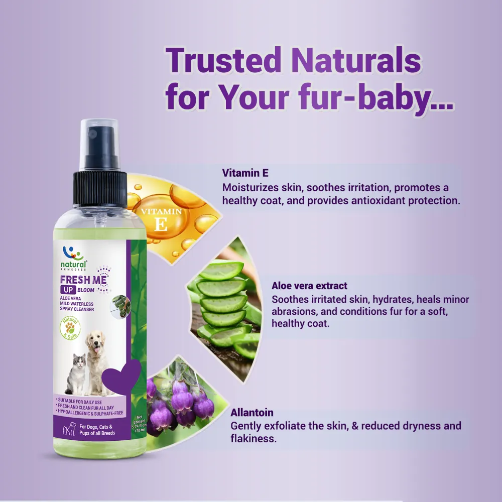 Natural Remedies Fresh Me Up Bloom Aloevera Cleanser for Dogs and Cats