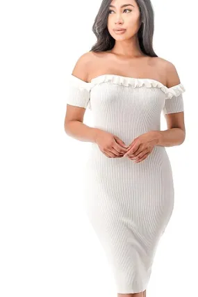 OFF SHOULDER KNIT DRESS