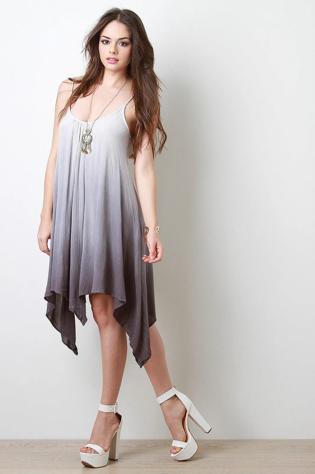 Ombre Sharkbite Sleeveless Dress