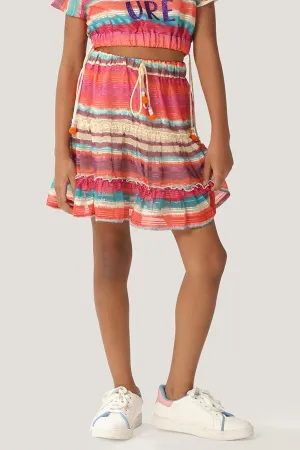 One Friday Kids Girls Multicolored A-line Skirt