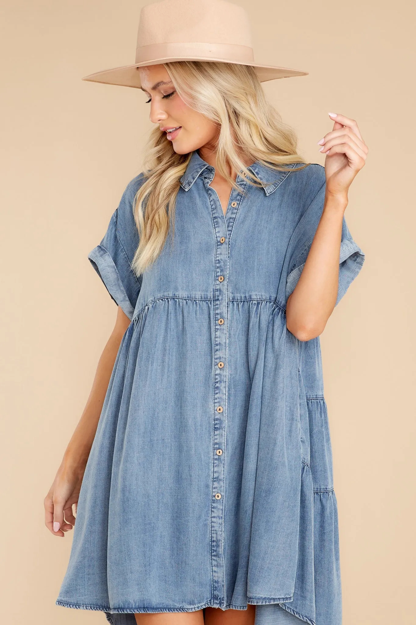 Only Way To Be Medium Wash Chambray Dress