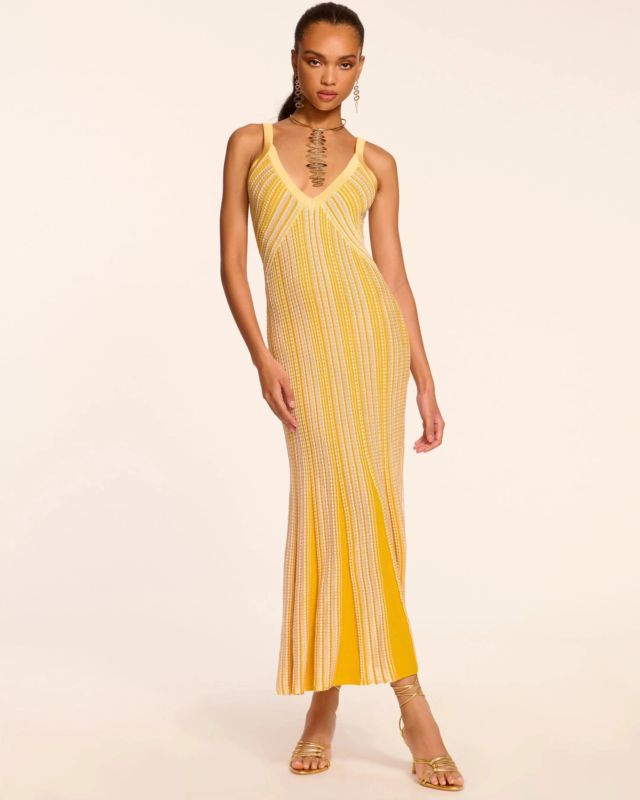 Paetyn Knit Maxi Dress - Daisy Yellow Stripe