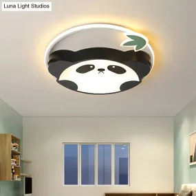 Panda Kids Style LED Flush Mount Ceiling Light with Leaf Design in Warm/White Light