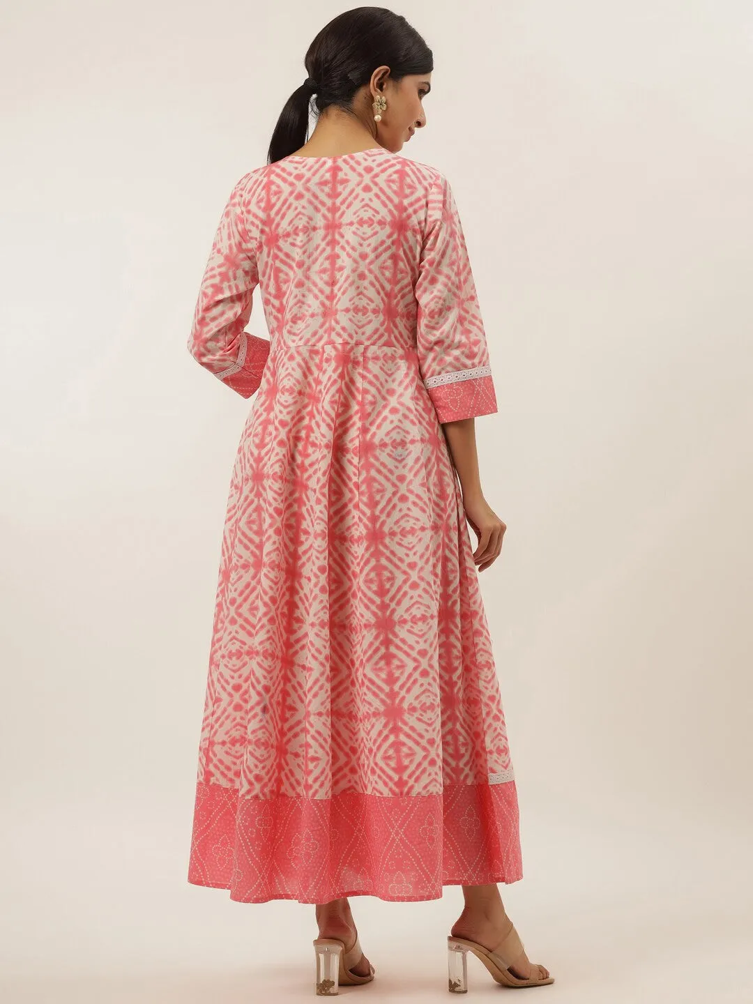 Peach Ethnic Motifs Maxi Dress