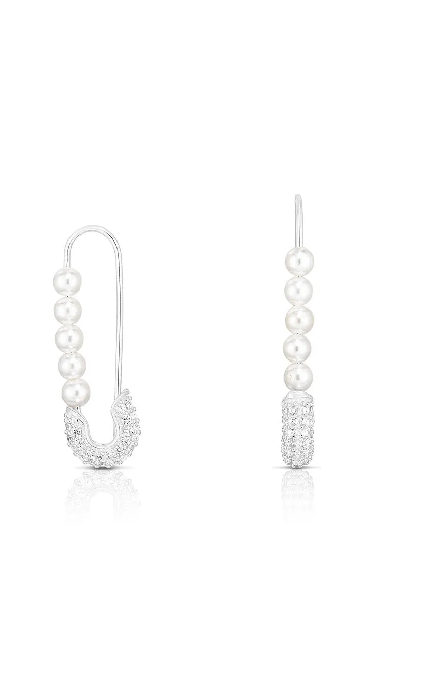 Pearl Safety Pin Threader Earring