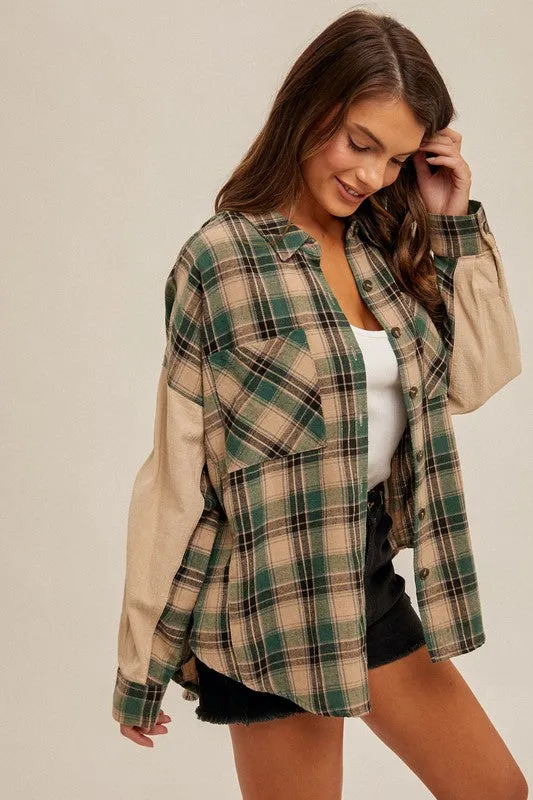 Pine & Taupe Plaid Shacket