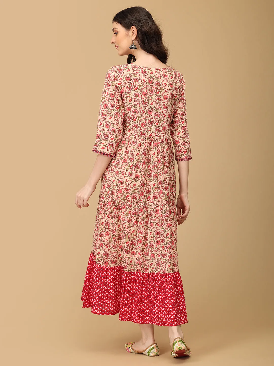 Pink Kamalini Maternity and Nursing Maxi Kurti Dress