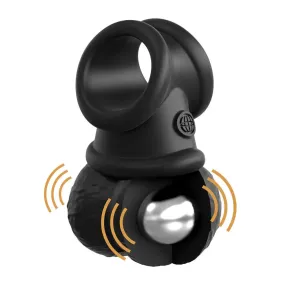 Pipedream Silicone Black Vibrating Cock Ring with Weighted Swinging Balls