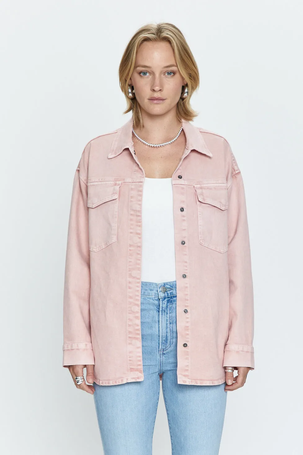 Pistola Mandy Oversized Shacket in Mellow Rose Snow