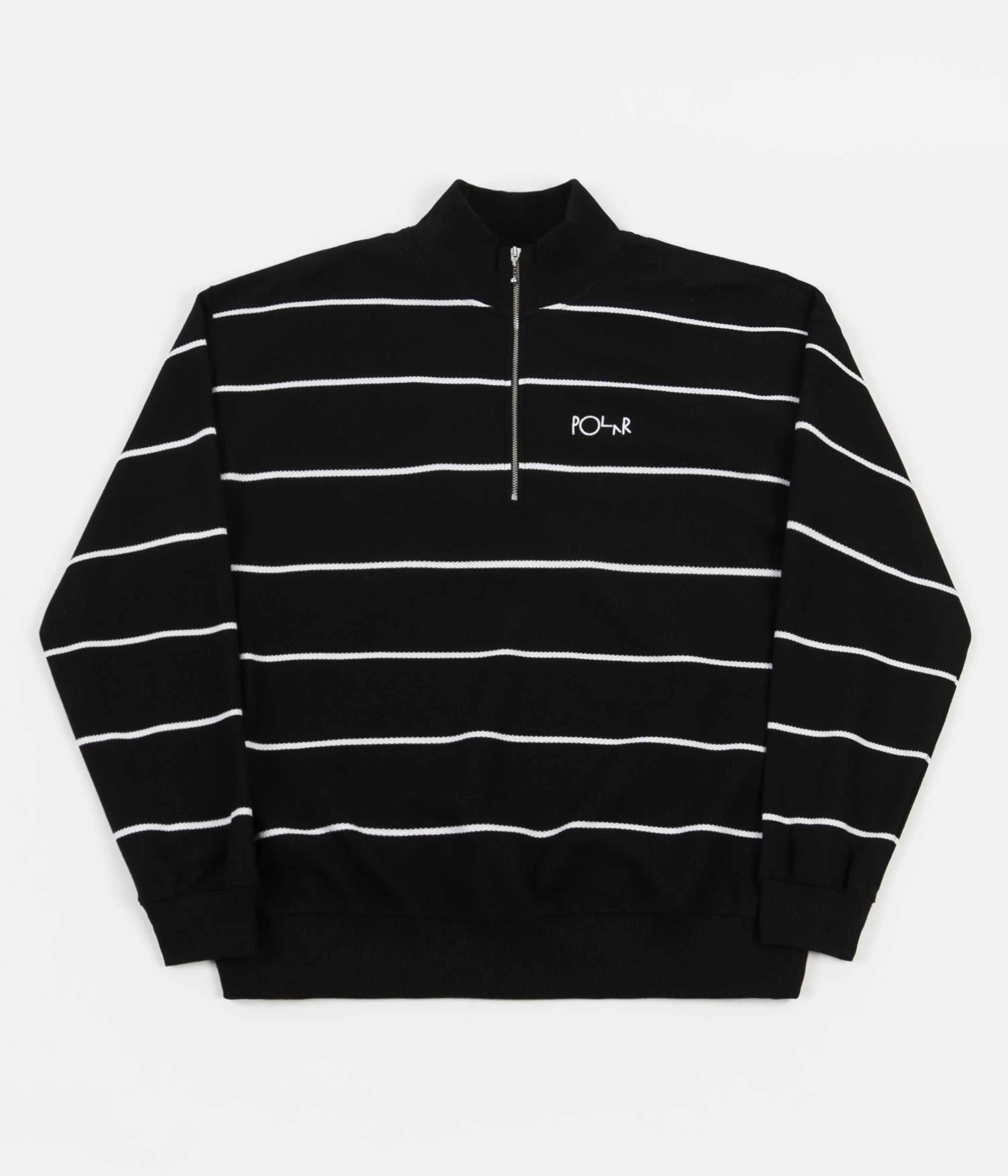 Polar Stripe Zip Neck Sweatshirt - Black