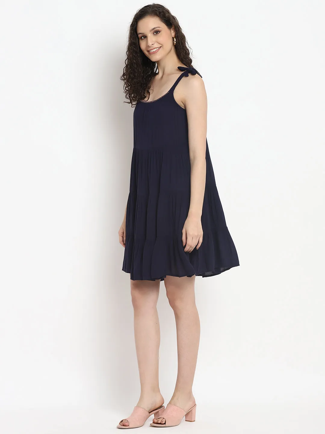 Porsorte Womens Navy Blue Sleeveless Casual Dress