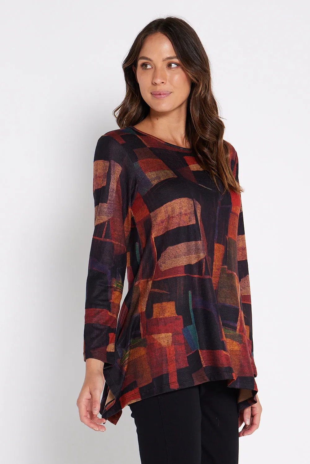 Printed Andrea Top - Russet Patchwork