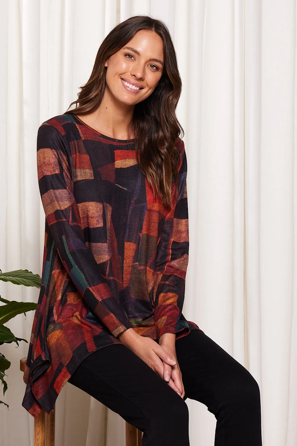 Printed Andrea Top - Russet Patchwork