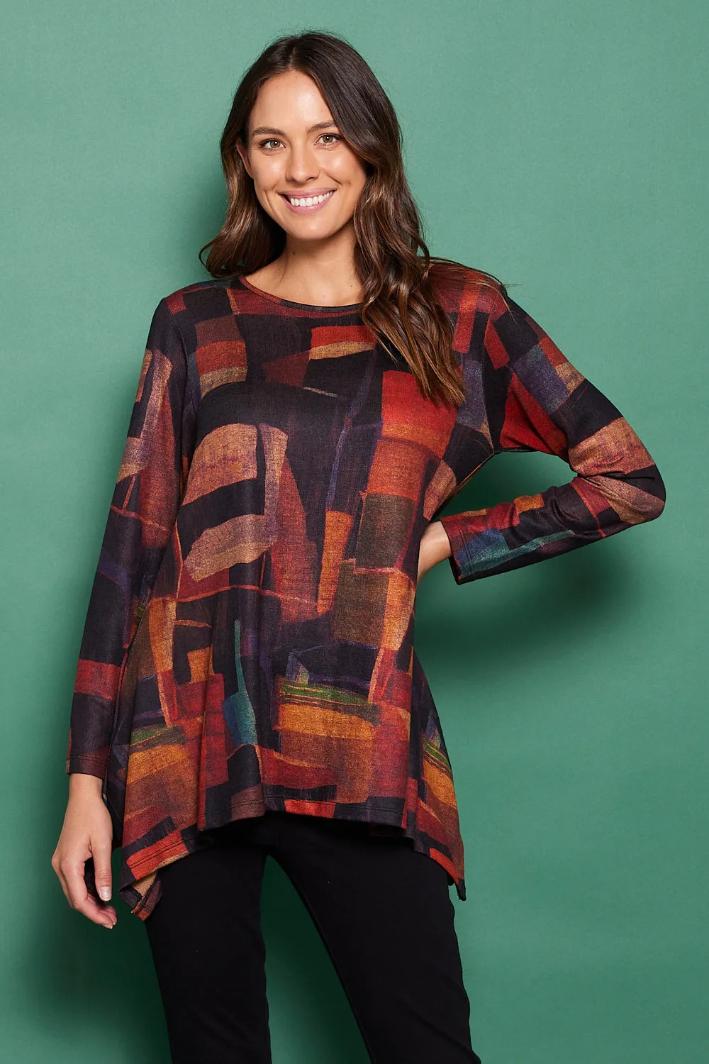 Printed Andrea Top - Russet Patchwork