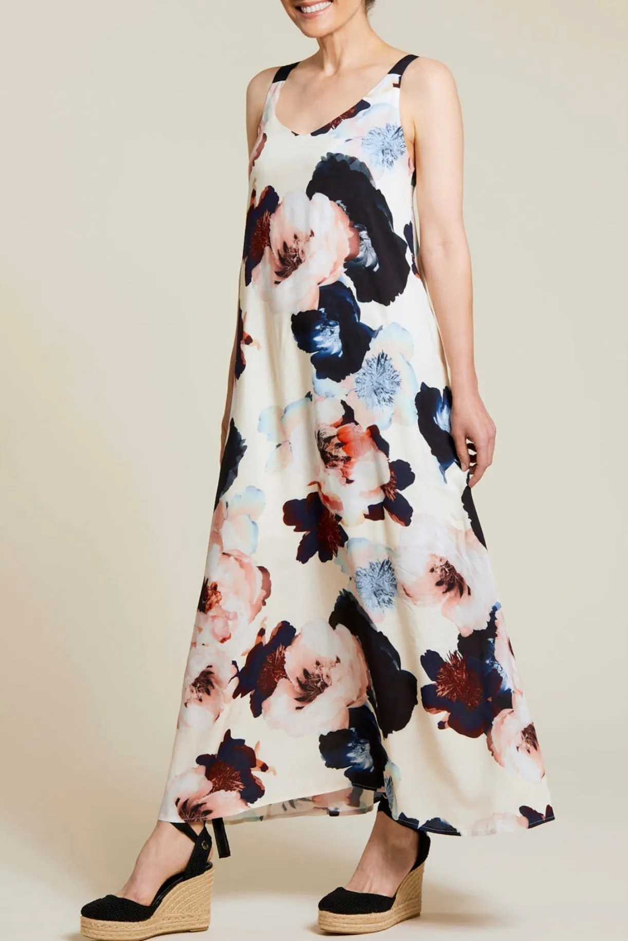 Printed Challis Maxi Dress