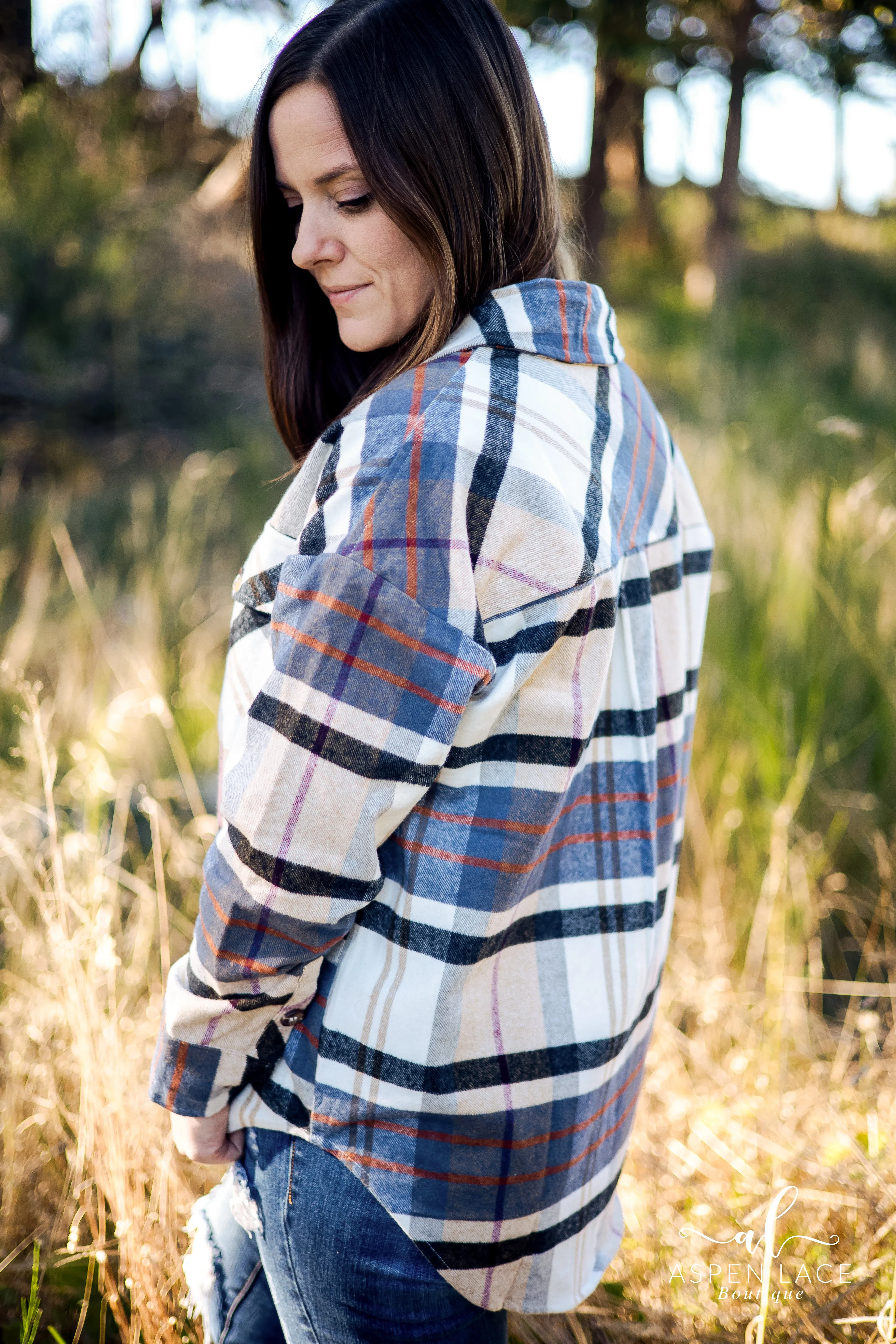 *PVM* Bria Plaid Shacket (Blue)