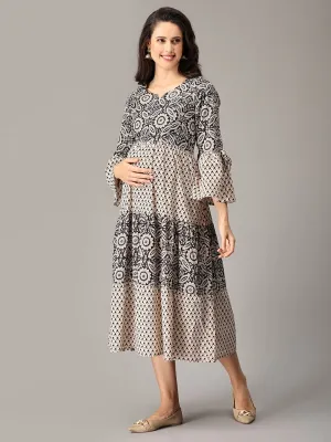 Raat Ki Rani Maternity and Nursing Maxi Tier Kurta Dress