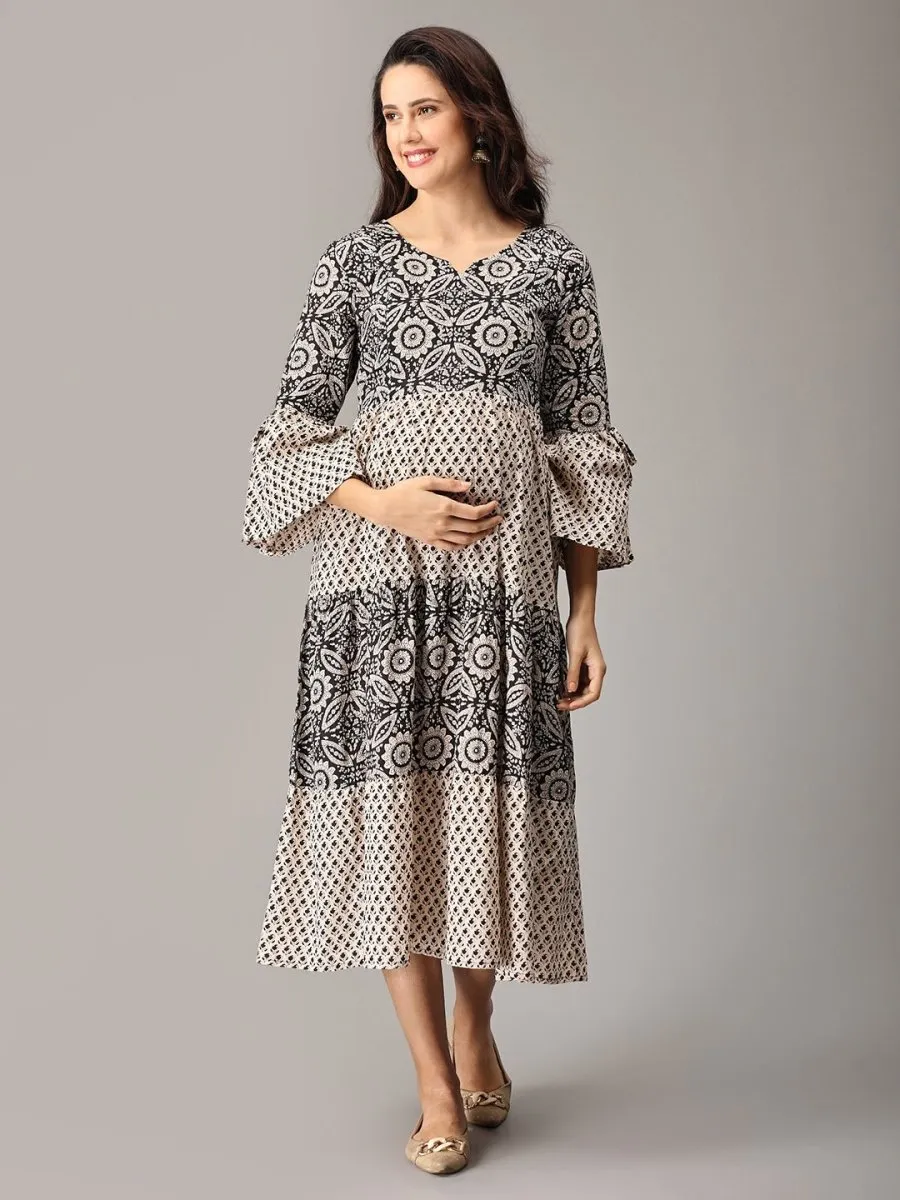 Raat Ki Rani Maternity and Nursing Maxi Tier Kurta Dress