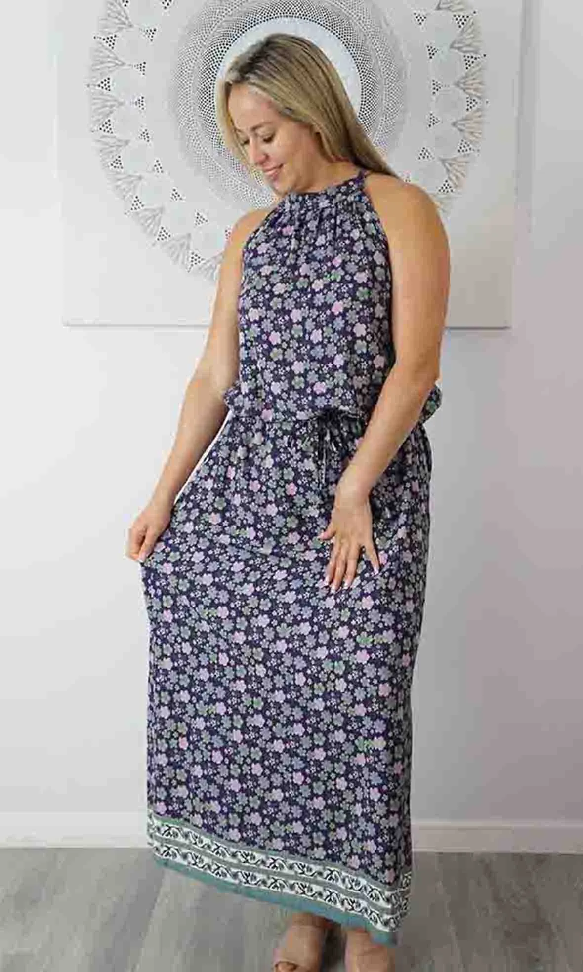 Rayon Dress Chloe Long Dahlia, More Colours