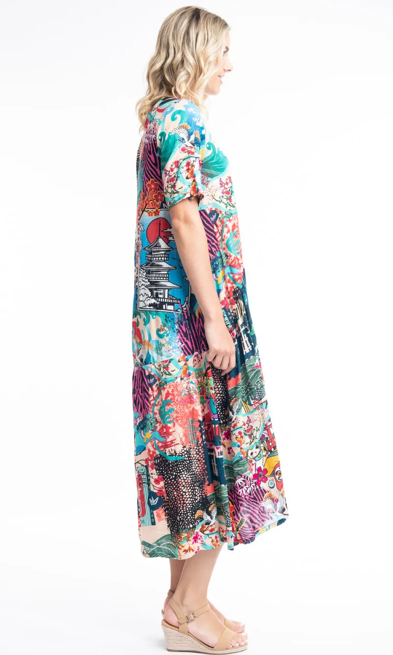 Rayon Dress Peak Maxi Onikawa