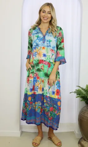 Rayon Maxi  Dress Aloha Sky