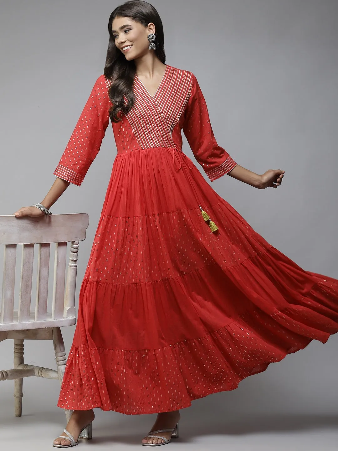 Red Gotta Patti Ethnic Maxi Dress