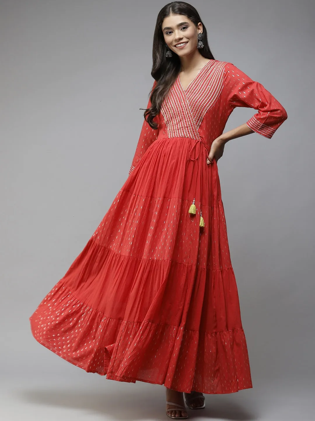 Red Gotta Patti Ethnic Maxi Dress