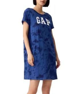 Relaxed Logo T-Shirt Dress Navy Tie Dye