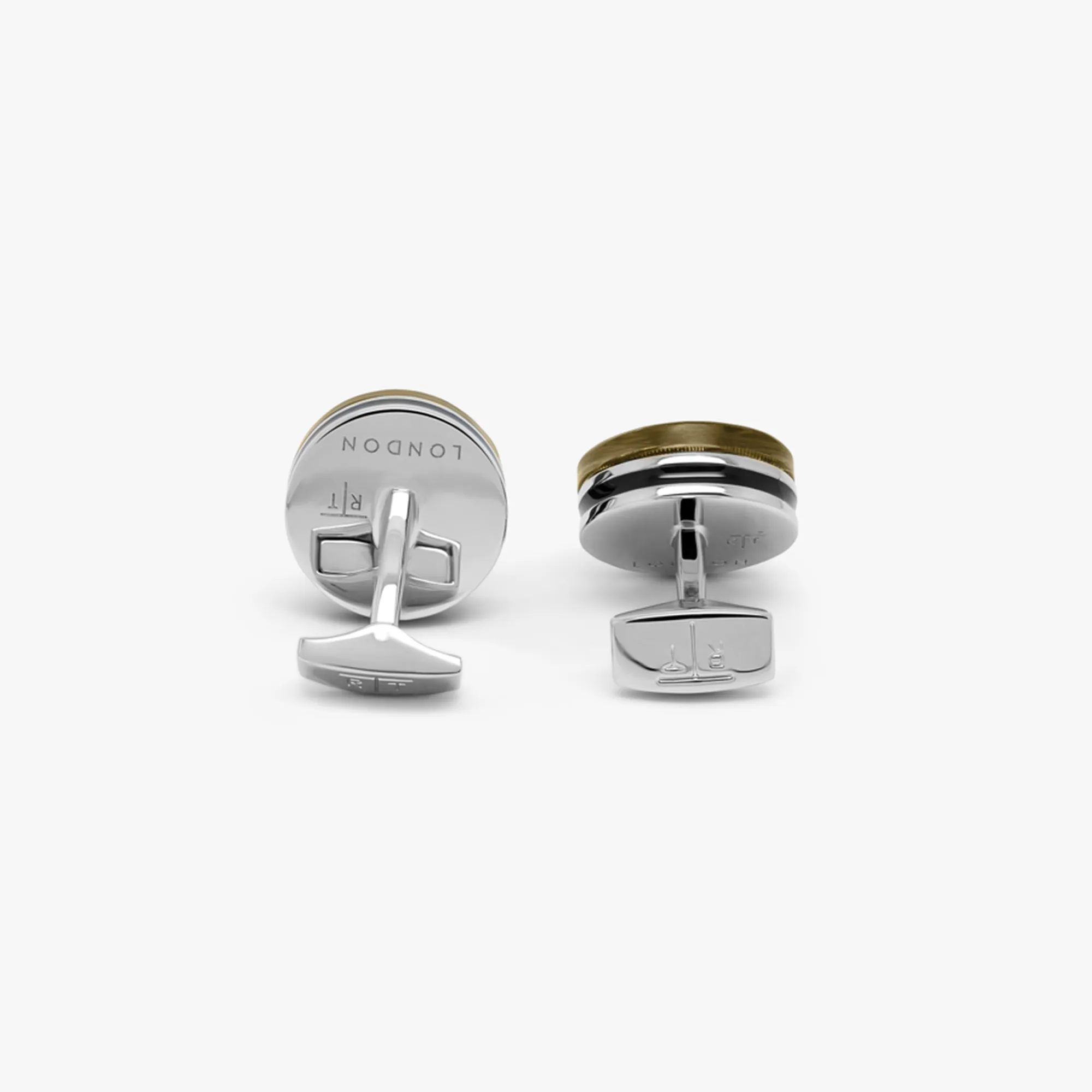 Resin Gear cufflinks in Clear with Rhodium Finish